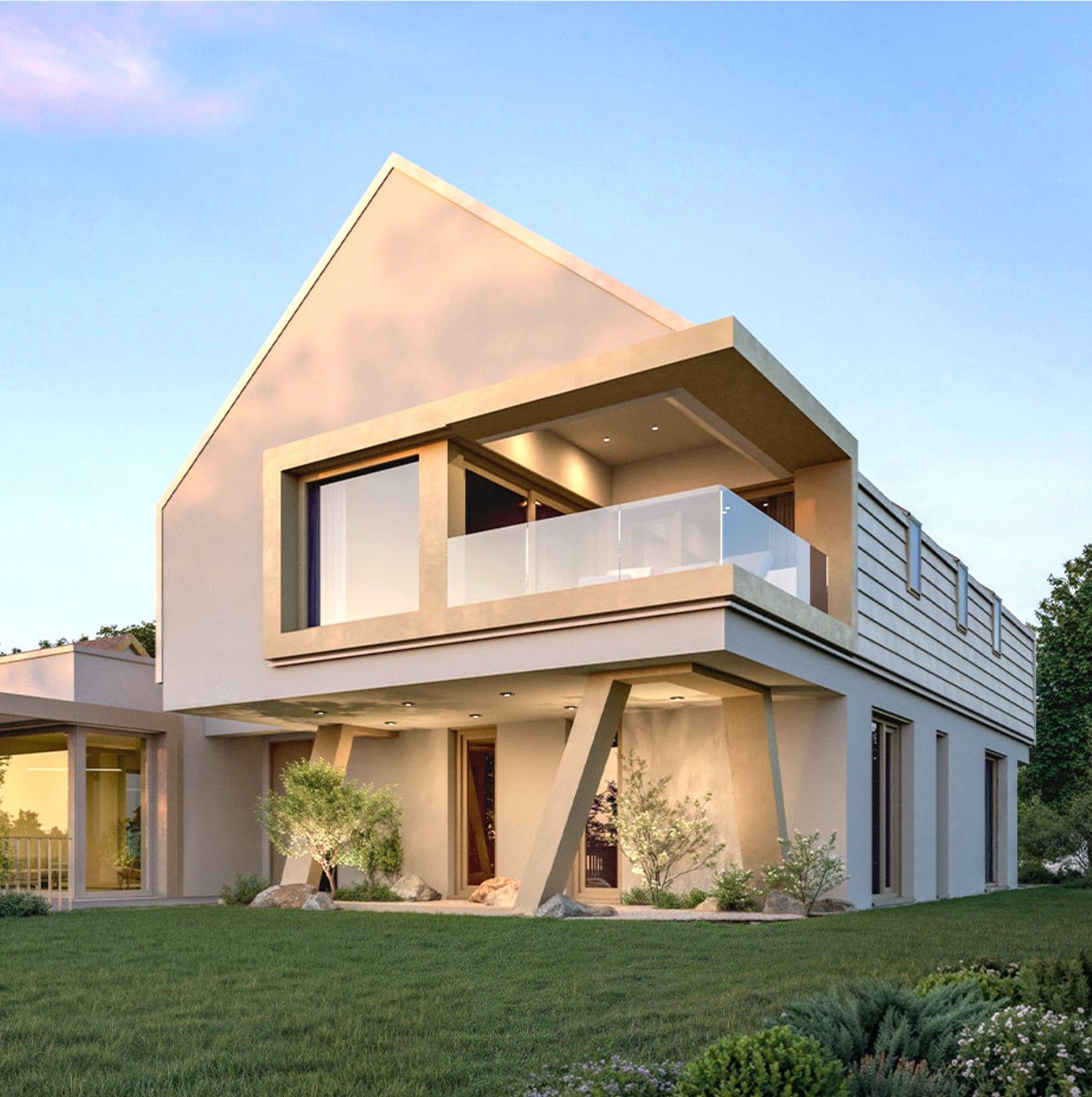 Family house — render of the built design, with L.Art