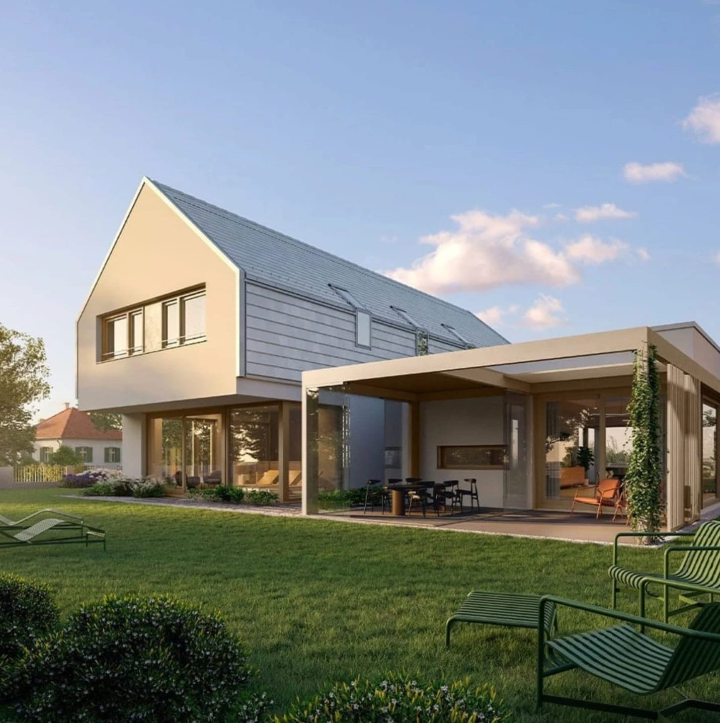 Family house — render, garden side