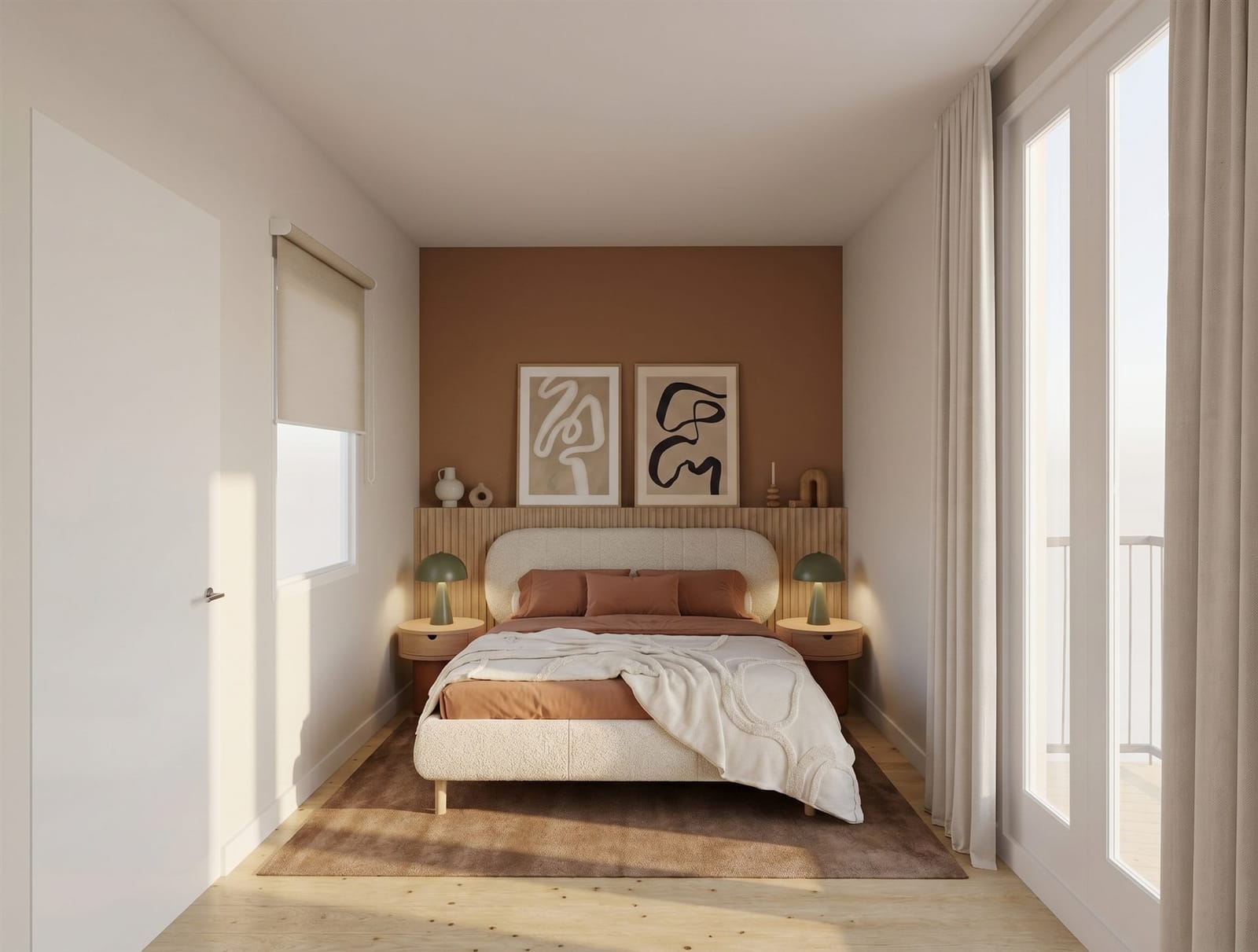 Poblenou flat — terracotta bedroom
