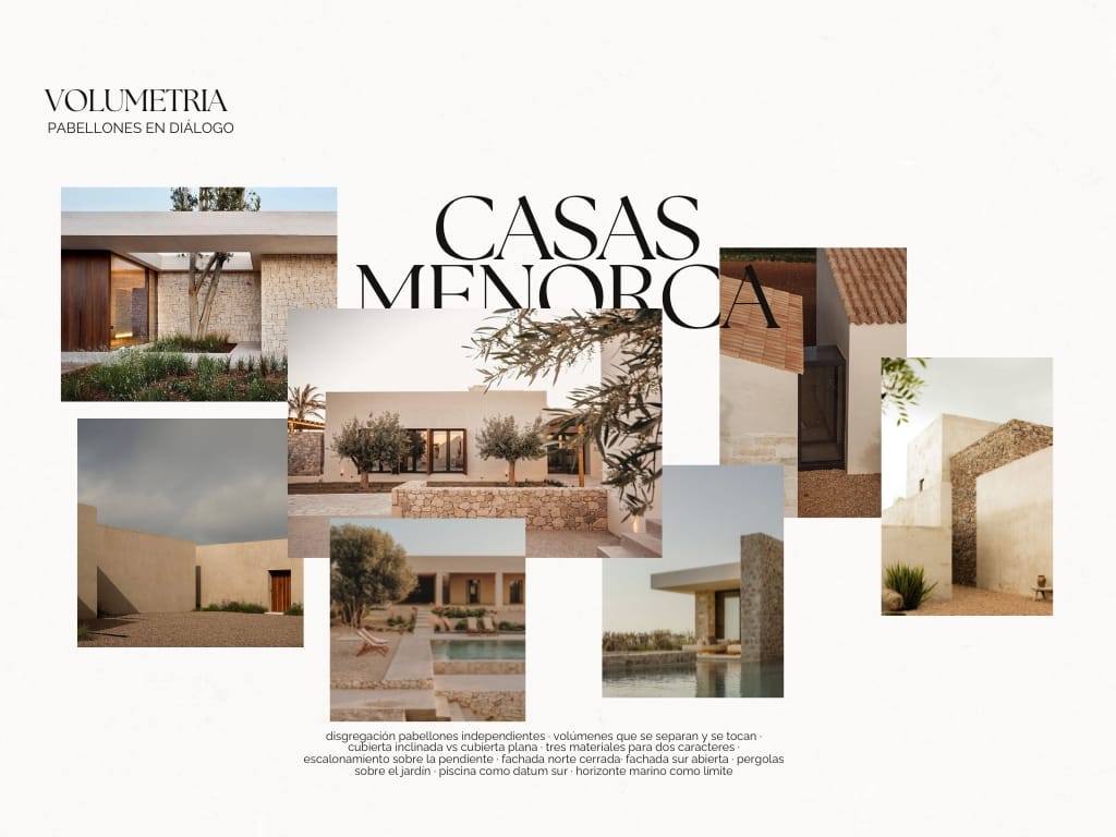 Two houses in Menorca — volumetric study of the five scattered pavilions